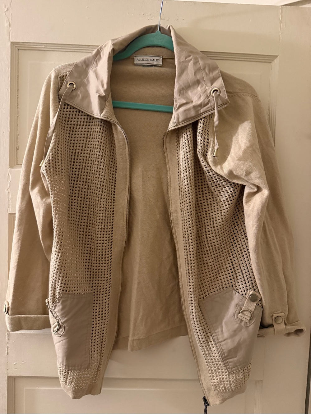 Allison Daley Neutral Beige Utility Jacket with Mesh Panels
